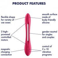 Многофункциональный вибратор для пар с гибкой основой Satisfyer Elastic Joy Red Многофункциональный вибратор для пар с гибкой основой Satisfyer Elastic Joy Red
