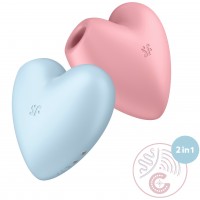 Вакуумно-волновой стимулятор с вибрацией Satisfyer Cutie Heart голубой
