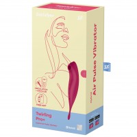 Вакуумный смарт-стимулятор с вибростимулирующим отростком Satisfyer Twirling Pro+ красный