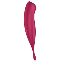 Вакуумный смарт-стимулятор с вибростимулирующим отростком Satisfyer Twirling Pro+ красный