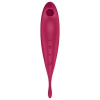 Вакуумный смарт-стимулятор с вибростимулирующим отростком Satisfyer Twirling Pro+ красный
