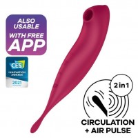 Вакуумный смарт-стимулятор с вибростимулирующим отростком Satisfyer Twirling Pro+ красный
