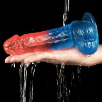 Рельефный фаллоимитатор с мошонкой и цветным градиентом Lovetoy Dazzle Studs 19 см Рельефный фаллоимитатор с мошонкой и цветным градиентом Lovetoy Dazzle Studs 19 см