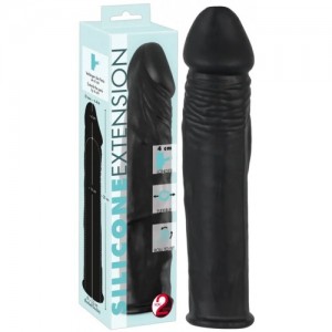 Удлиняющая черная насадка на пенис Silicone Extension + 4 см