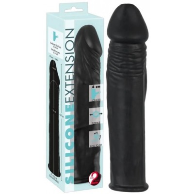 Удлиняющая черная насадка на пенис Silicone Extension + 4 см Удлиняющая черная насадка на пенис Silicone Extension + 4 см