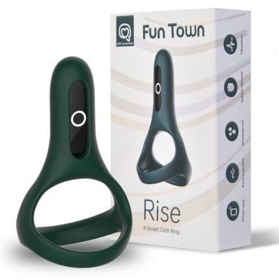 Двойное эрекционное смарт-виброкольцо Fun Town Rise зелёный