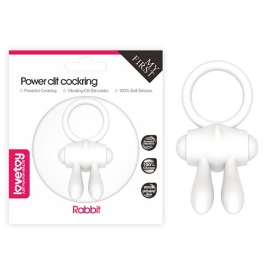 Белое виброкольцо Power Clit Cockring Rabbit