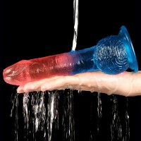 Реалистичный фаллоимитатор с мошонкой и цветным градиентом Lovetoy Dazzle Studs 19 см