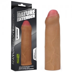 Удлиняющая насадка на пенис Revolutionary Silicone Nature Extender Uncircumcised мулат + 4 см