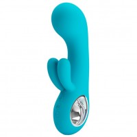 Перезаряжаемый вибратор Pretty Love Chris с клиторальной стимуляцией бирюзовый