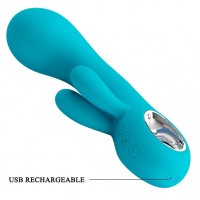 Перезаряжаемый вибратор Pretty Love Chris с клиторальной стимуляцией бирюзовый