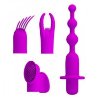 Набор насадок с перезаряжаемым вибростимулятором Joy Collection 4 in 1