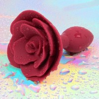 Красная силиконовая анальная пробка с розой S Красная силиконовая анальная пробка с розой S