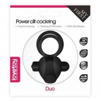 Двойное виброкольцо Power Clit Duo Silicone Cockring чёрное
