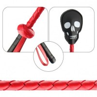 Красно-черный стек с наконечником в виде черепа 70 см