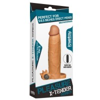 Удлиняющая насадка на пенис с вибрацией X-Tender Penis Sleeve мулат + 5,5 см