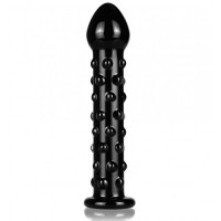 Черный фаллоимитатор из стекла Glass Romance с пупырышками 17 см Черный фаллоимитатор из стекла Glass Romance с пупырышками 17 см
