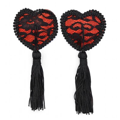 Красно-черные пэстисы-сердечки с кисточками