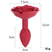 Красная силиконовая анальная пробка с розой S Красная силиконовая анальная пробка с розой S