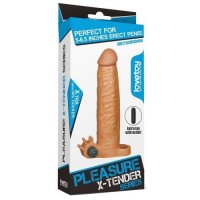 Удлиняющая насадка с вибрацией мулат Super-Realistic Penis + 5 см