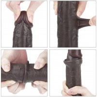 Черный фаллоимитатор на присоске Lovetoy Sliding-Skin Dual Layer Dong 24 см