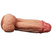 Широкий фаллос-гигант телесного цвета с рельефным стволом Lovetoy Nature Cock King Sized 25 см