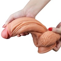 Широкий фаллос-гигант телесного цвета с рельефным стволом Lovetoy Nature Cock King Sized 25 см