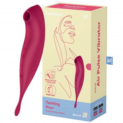Вакуумный смарт-стимулятор с вибростимулирующим отростком Satisfyer Twirling Pro+ красный