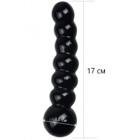 Черный рельефный фаллоимитатор из стекла Glass Romance 17 см