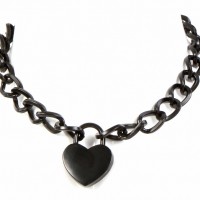 Черный ошейник-цепочка с замком в виде сердца Черный ошейник-цепочка с замком в виде сердца