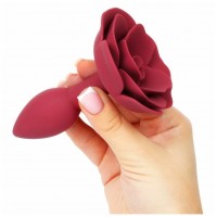 Красная силиконовая анальная пробка с розой S Красная силиконовая анальная пробка с розой S