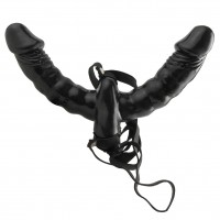 Страпон на ремне двухсторонний с вибрацией FF Vibrating Double Delight Strap-On black Страпон на ремне двухсторонний с вибрацией FF Vibrating Double Delight Strap-On black