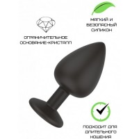 Черная силиконовая пробка с прозрачным кристаллом S