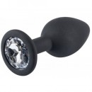 Черная силиконовая пробка с прозрачным кристаллом S