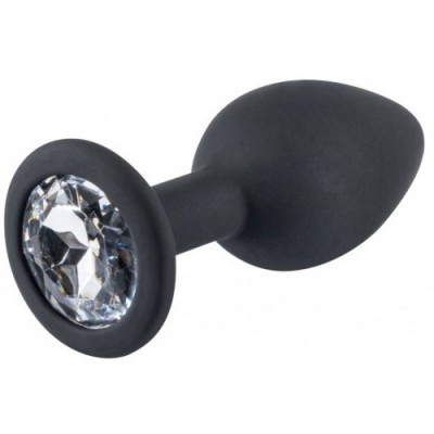 Черная силиконовая пробка с прозрачным кристаллом S