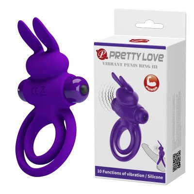 Эрекционное виброкольцо Vibrant Penis Ring III с петлей на мошонку фиолетовое