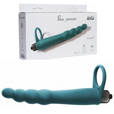 Вибронасадка для двойного проникновения Pure Passion Bramble зеленая