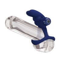 Эрекционное виброкольцо Pretty Love Powerful Ring с петлей на мошонку синее