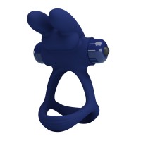 Эрекционное виброкольцо Pretty Love Powerful Ring с петлей на мошонку синее