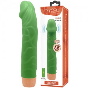 Светящийся в темноте зеленый вибратор Bill 23 см