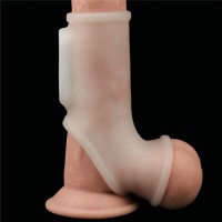 Вибронасадка на пенис и мошонку Vibrating Silk Knights Ring with Scrotum Sleeve