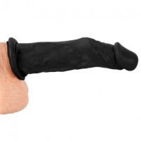 Удлиняющая черная насадка на пенис Silicone Extension + 4 см Удлиняющая черная насадка на пенис Silicone Extension + 4 см