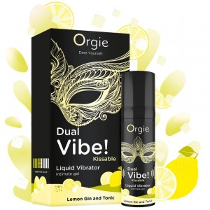 Съедобный гель с вибрацией Orgie dual vibe со вкусом коктейля лимонный джин с тоником 15мл
