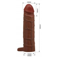 Удлиняющая насадка с креплением под мошонку Pretty Love Kaile мулат + 2,5 см