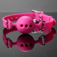Силиконовый дышащий кляп-шар pink M