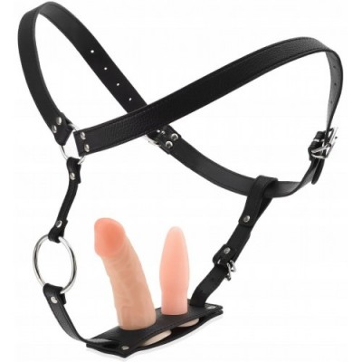 Ремень для страпона с анальной и вагинальной втулками
