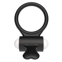 Виброкольцо чёрное Power Heart Clit Cockring