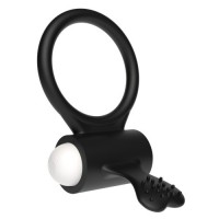 Виброкольцо чёрное Power Heart Clit Cockring