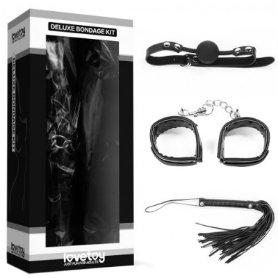 Набор для ролевых игр Deluxe Bondage Kit (кляп, наручники, плеть)