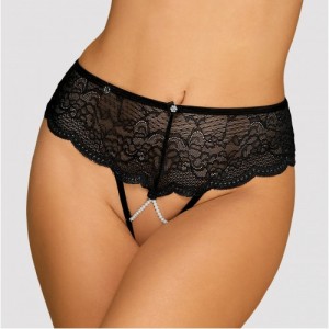 Откровенный трусики с доступом и белыми жемчужинами Pearlove XS/S